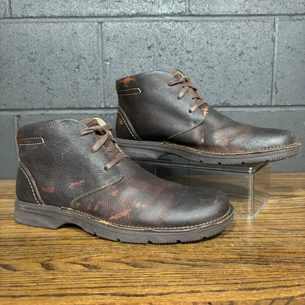 Clarks Brown Leather Chukka Boots Distressed Lace Up Ankle Boots Men’s 12M
